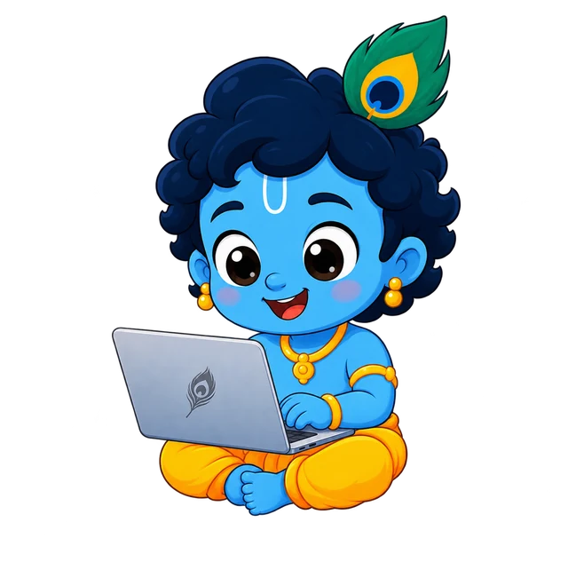 Kanha working on a laptop